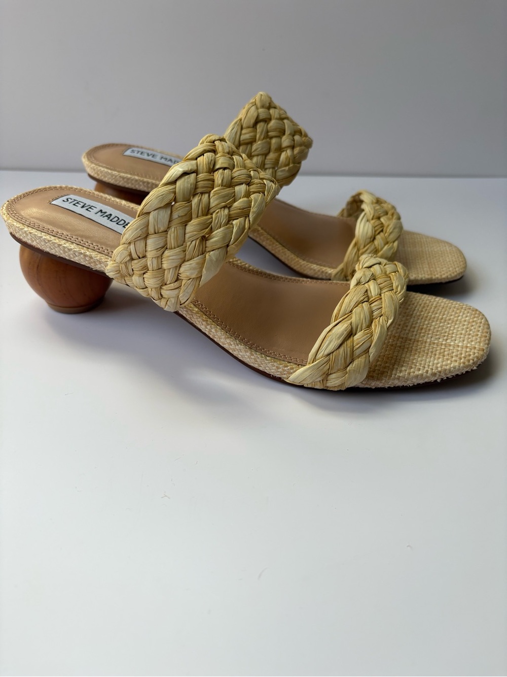 Steve Madden Rafia Vows Ball Block heel sandal 8.5